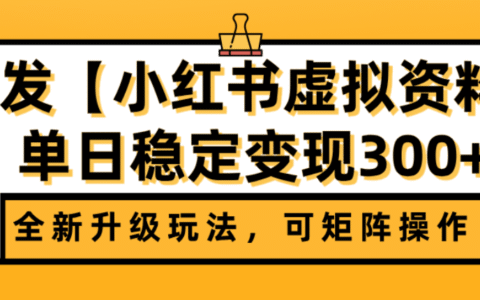 首发【小红书店铺虚拟资料】全新升级玩法，可矩阵操作，单日稳定变现300+