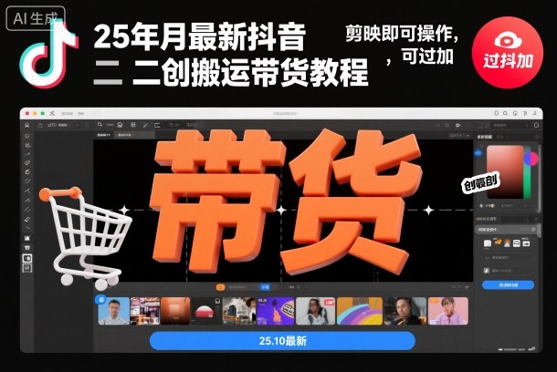 抖音二创变现实战指南：剪映轻松操作，实测稳定收益思路  
近期热门抖音混剪带货方法拆解：剪映零基础实操变现攻略  
抖音二次创作带货新策略：剪映一站式操作指南与案例解析  
剪映二创带货全流程实操课：合规搬运与被动收入方法实测
