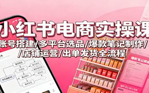 小红书电商实战指南：账号搭建/多平台选品/高转化笔记制作/店铺运营/出单发货全流程拆解