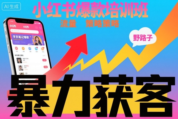 小红书爆款课程：获客野路子流量打法实操，持续变现攻略