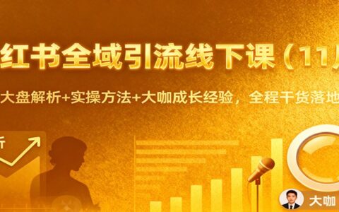 小红书全域引流实战课程（11月）：行业分析+实操方法+专家成长案例，全程变现指南