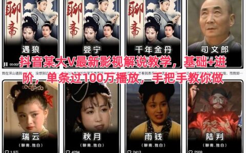 抖音某大V影视解说实战教程：基础+进阶，单条视频100步骤万+播放案例解析与变现指南