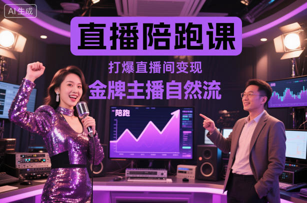 直播陪跑课程：金牌主播自然流量实战策略，复制高变现方法