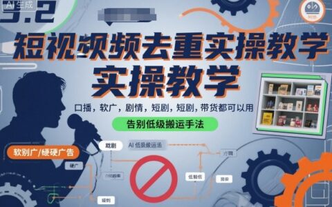 短视频去重实操教学，口播-软广-硬广-剧情-短剧-带货都可以用，告别低级搬运手法