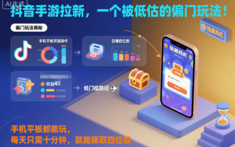 抖音手游拉新实战：被低估的变现方法，手机平板通用，每日十分钟轻松创收