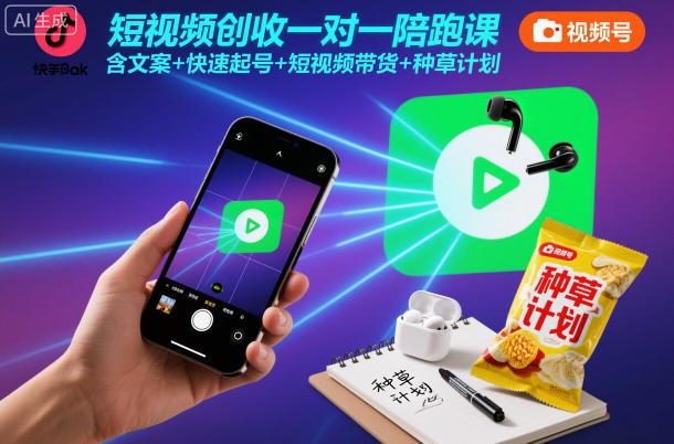 短视频变现实战系统课：文案起号+带货技巧+种草全攻略