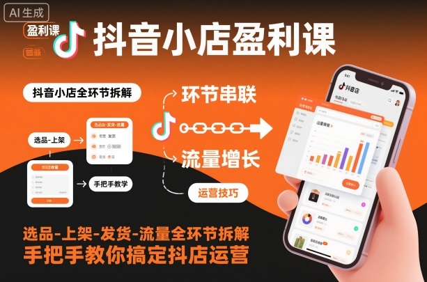 抖音小店实战教程：选品-上架-发货-流量全流程拆解，抖店运营实操指南
