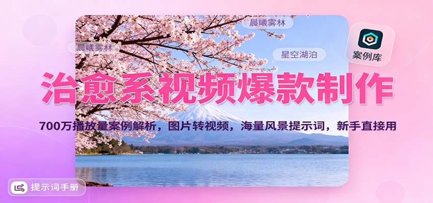 治愈系视频制作方法：700步骤万播放量案例解析，图片转视频技巧与海量风景提示词，新手适用指南