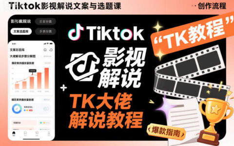 TikTok影视解说文案与选题实战课程：TK大佬变现攻略