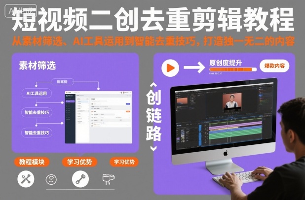 短视频二创去重实战指南：素材筛选+AI工具运用，打造差异化变现思路