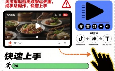 淘宝逛逛短视频搬运去重实操：纯手法操作，快速上手变现方法