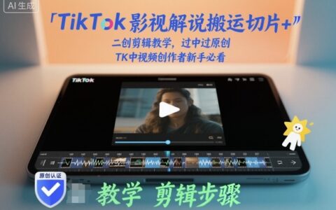 TikTok影视解说二创剪辑实操教程：新手创作者变现指南
