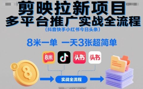 剪映拉新项目多平台推广实战全流程（抖音快手小红书今日头条）：高效变现实操指南