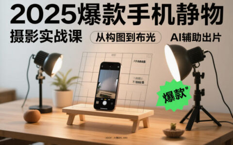 手机静物摄影变现实战课：从构图到布光，低成本设备+AI辅助出片指南