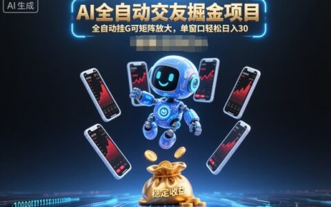 AI全自动交友掘金项目，全自动挂G可矩阵放大，单窗口轻松日入30+