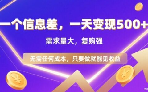 信息差项目实操指南：低成本启动，高需求复购强，快速变现案例