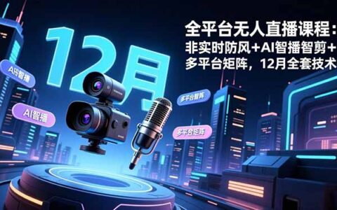全平台无人直播项目：防封策略＋AI智播智剪＋多平台矩阵实战指南