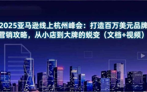 2025亚马逊线上杭州峰会：品牌营销高收益策略实操指南，从小店到大牌的蜕变（文档+视频）