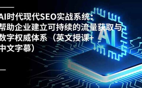 AI时代SEO实战指南：构建可持续流量与数字权威的盈利策略（英文授课+中文字幕）