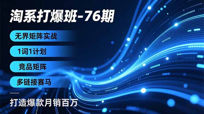 淘系实战课程-76期：无界矩阵策略，1词1计划、竞品矩阵、多链接赛马，实现月销百万案例
