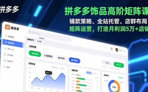 拼多多饰品矩阵运营实战课：铺款策略、全站托管、店群布局实操，打造高收益店铺攻略