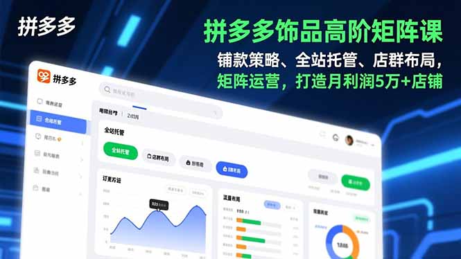 拼多多饰品矩阵运营实战课：铺款策略、全站托管、店群布局实操，打造高收益店铺攻略