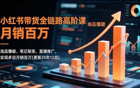 小红书带货全链路高阶策略：选品、笔记裂变、直播推广实操指南，助力多店月销变现(更新25年12月)