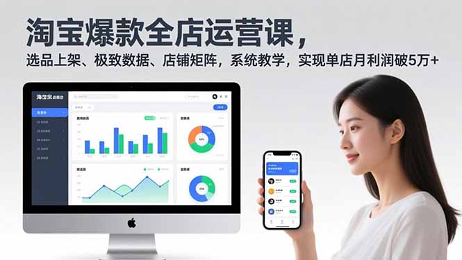淘宝全店运营实战课2.0：选品上架、数据优化、店铺矩阵策略，系统教学提升收益