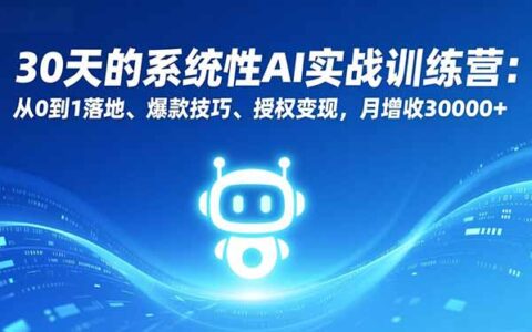 30天AI实战训练营：从0到1落地实操、高效变现策略与被动收入提升指南