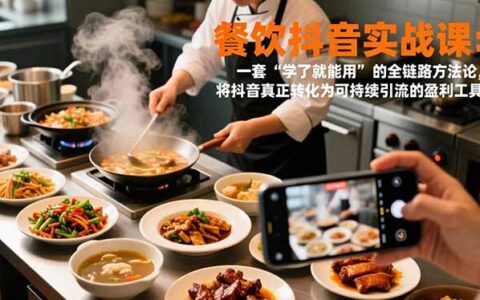 餐饮抖音实战课：一套全链路实操方法论，实测将抖音转化为可持续引流变现工具