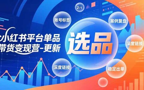 小红书平台单品带货变现实操指南：极致选品策略、账号标签优化、案例复盘，快速启动出单方法