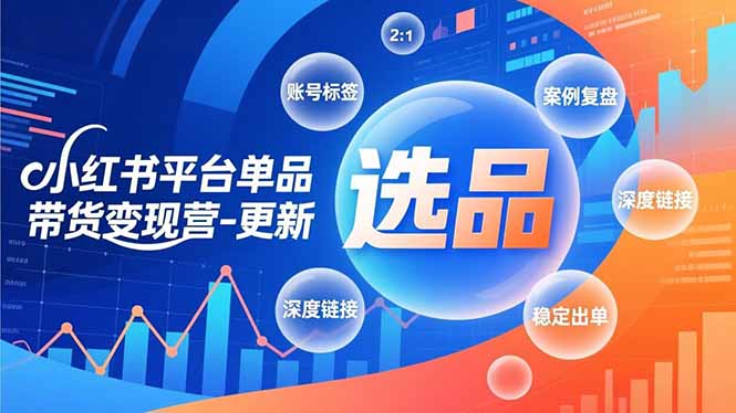 小红书平台单品带货变现实操指南：极致选品策略、账号标签优化、案例复盘，快速启动出单方法