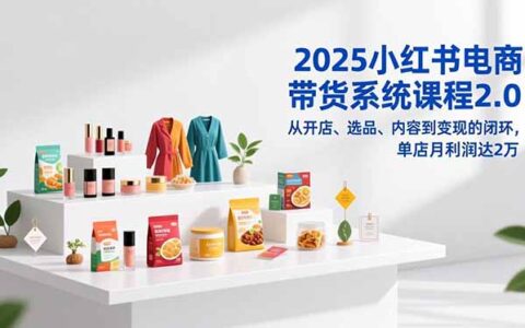 2025小红书电商带货系统课程2.0：开店选品内容变现闭环实战攻略，高效利润提升方法