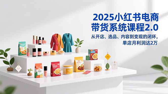 2025小红书电商带货系统课程2.0：开店选品内容变现闭环实战攻略，高效利润提升方法