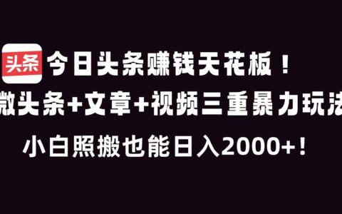 今日头条变现实操指南：微头条+文章+视频三重策略拆解，新手友好轻松提升收入