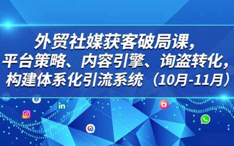 外贸社媒获客实战课：平台策略、内容引擎与询盘转化体系构建指南（10月-11月）