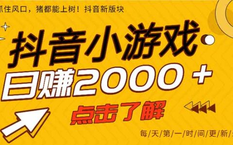 20252025年抖音小游戏项目实战变现攻略