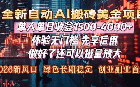 AI美元盈利实操策略：2026新兴项目指南，副业全职灵活拓展