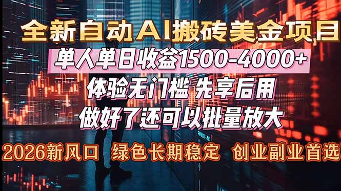 AI美元盈利实操策略：2026新兴项目指南，副业全职灵活拓展