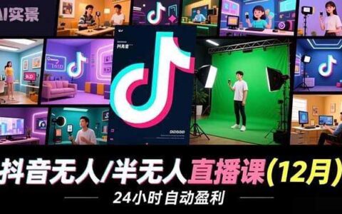抖音直播自动化变现课程(12月)：AI实景、数字人、绿幕多种玩法实战指南
