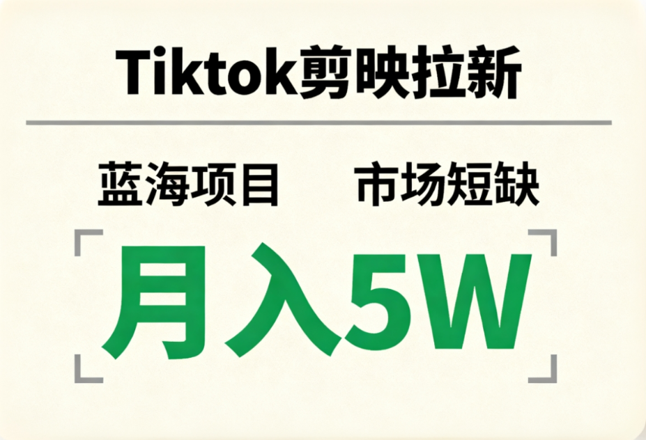 TikTok剪映拉新蓝海项目实操指南：市场短缺下的变现策略