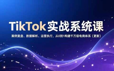 TikTok电商实战教程：案例复盘、数据解析与运营执行，从0到1构建高效变现体系（更新）