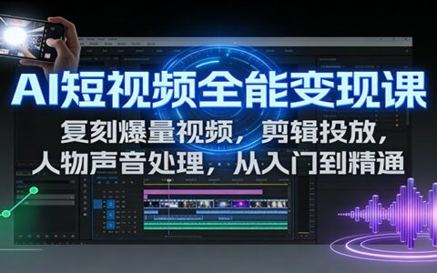 AI短视频创收实战指南：爆款复刻技巧+剪辑投放全流程攻略（含声音处理）