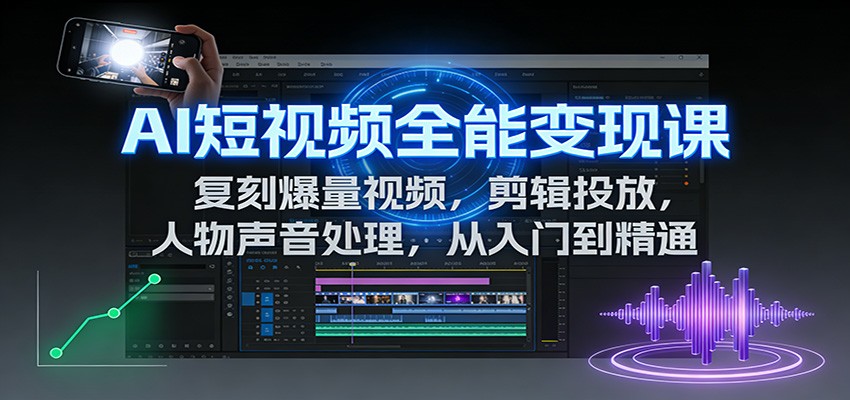 AI短视频创收实战指南：爆款复刻技巧+剪辑投放全流程攻略（含声音处理）