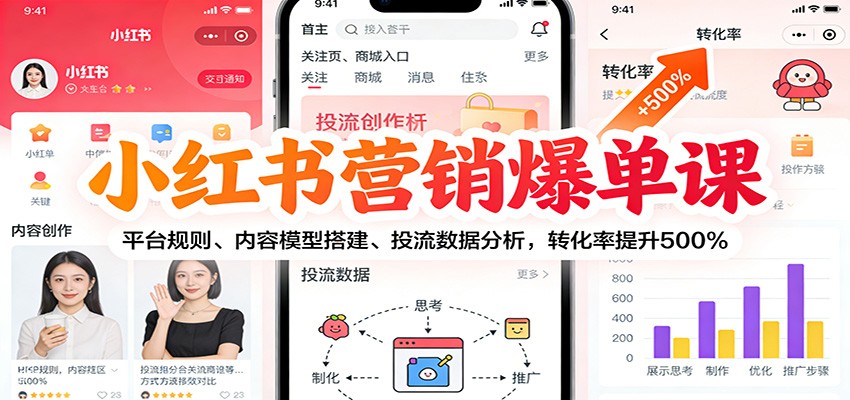 小红书营销实战教程：平台规则、内容模型搭建与投流数据分析，高效转化策略指南