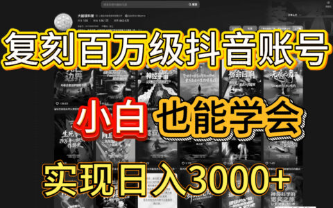 抖音百万爆款账号复制实操指南：从0-1实战教程，小白也能掌握的变现策略