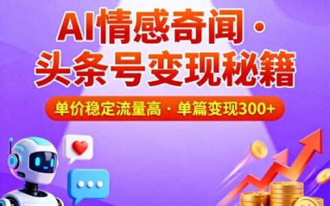 头条号AI情感奇闻内容实操：单价稳定流量高，高效变现攻略