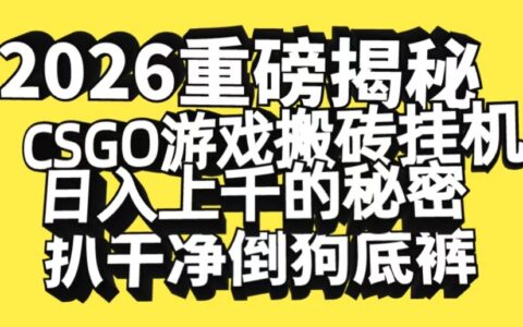 2026开年实测：CSGO游戏搬砖变现策略深度拆解