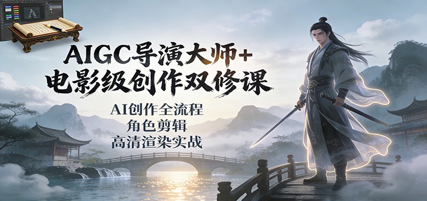 AI导演实战课：AIGC创作全流程+角色剪辑与高清渲染变现指南
