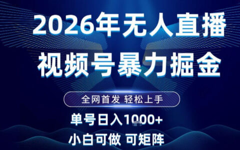 2026视频号无人直播变现策略：新手实操指南，全网首发